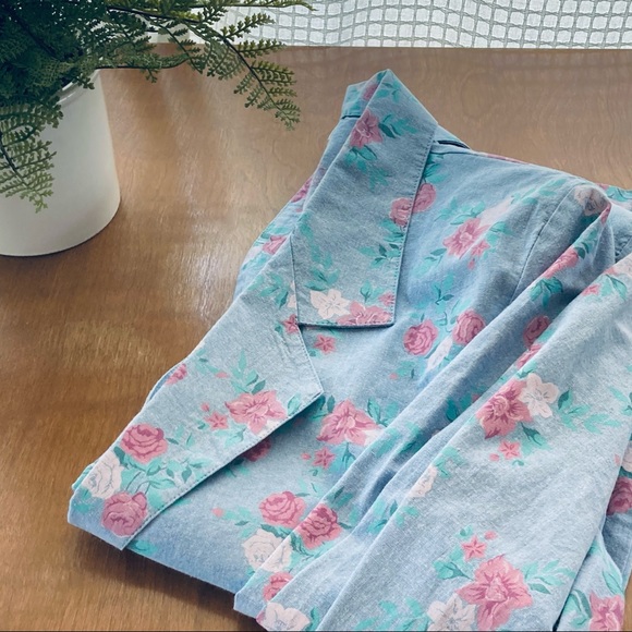 Vintage cotton denim floral print blazer M - Picture 15 of 15